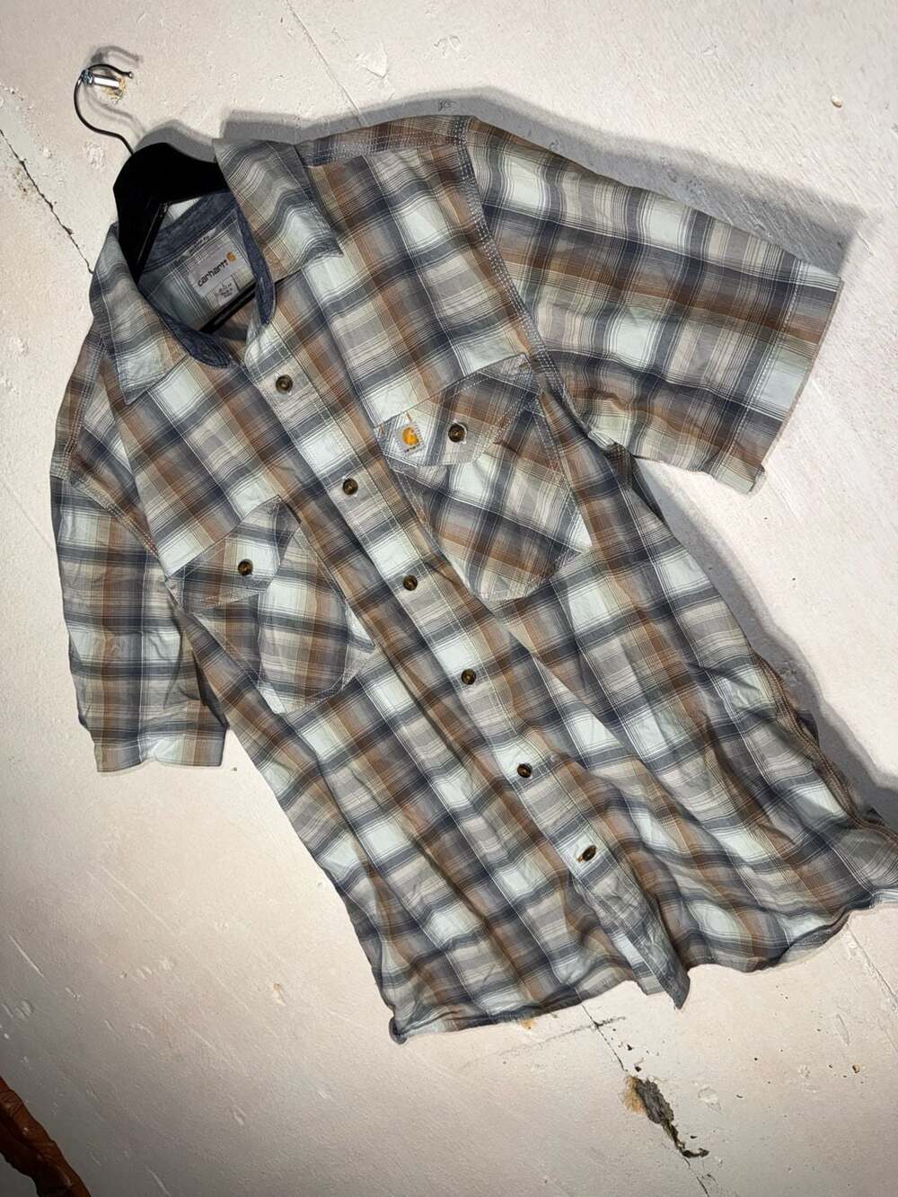 Carhartt Relaxed Fit Rugged Flex Short Sleeve Plaid Shirt Men's Large - Picture 2 of 6